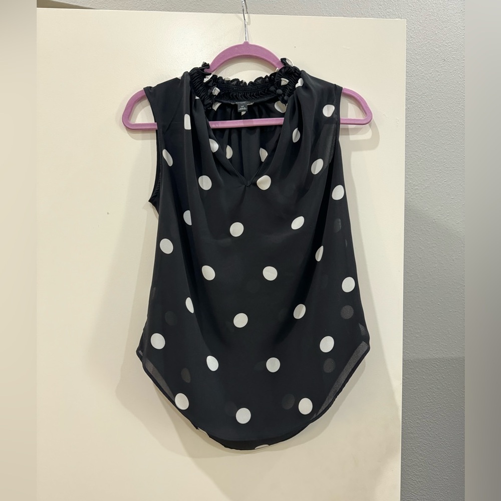 Ann Taylor Sleeveless Polka Dot Blouse